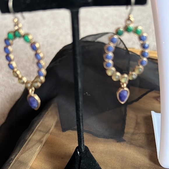 VINTAGE COLORED SEMIPRECIOUS STONES Matching pendent and earring set - Picture 4 of 4